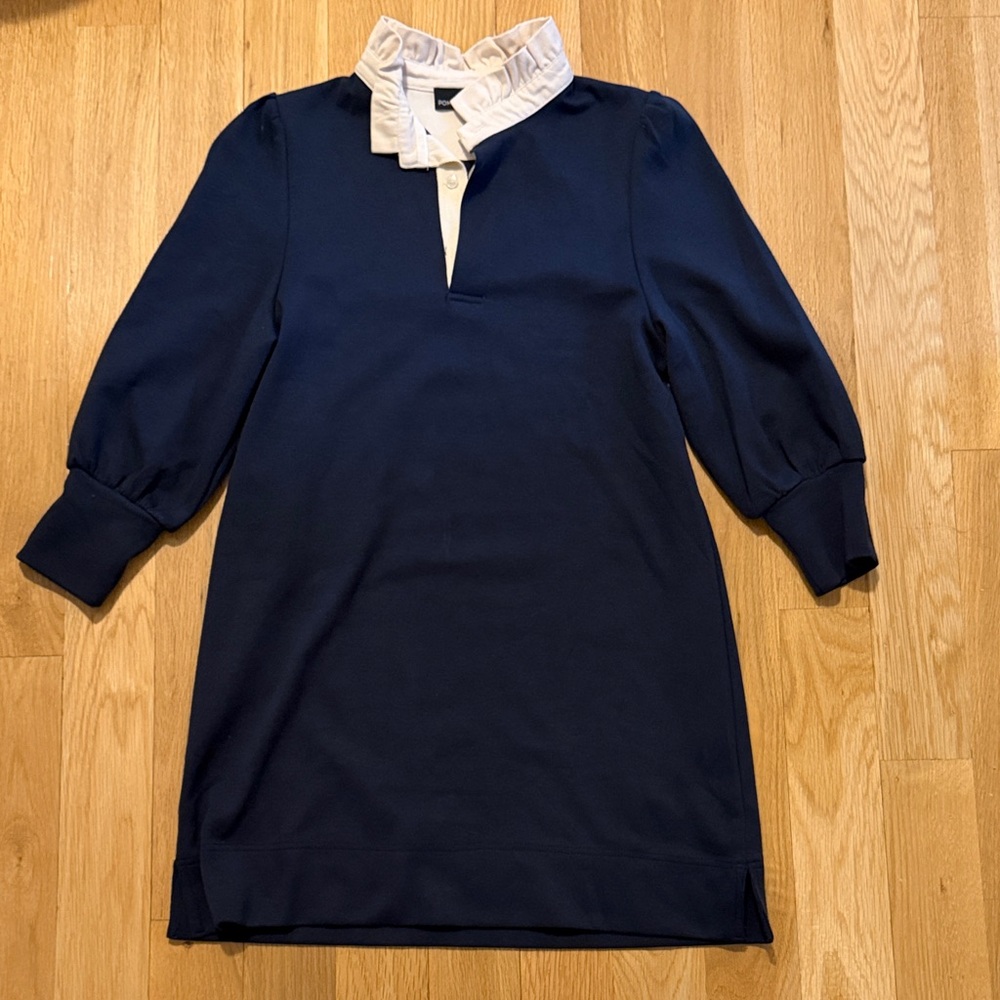 Tuckernuck Navy Long Sleeve Dress with White Collar
